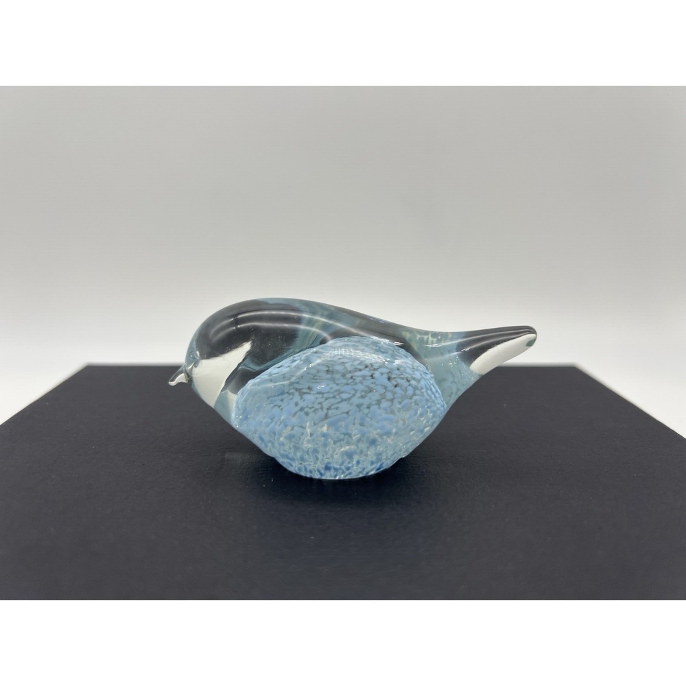 Vintage Randsfjord Glass Bird Hand Blown Blue Norway Art Glass Benny Motzfedt